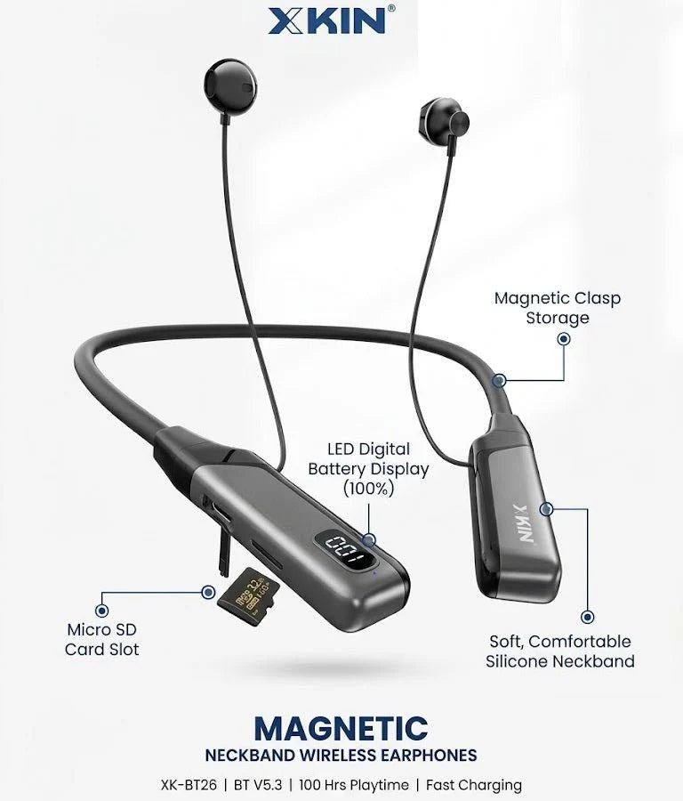 Magnetic Neckband Wireless Earphones - XKIN
